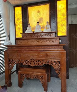 Bàn thờ tam cấp kết hợp thờ Phật và thờ gia tiên