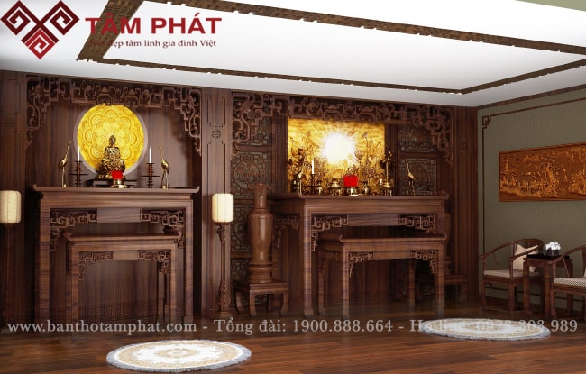 Thiết kế phòng thờ Phật bà gia tiên đẹp của Tâm Phát