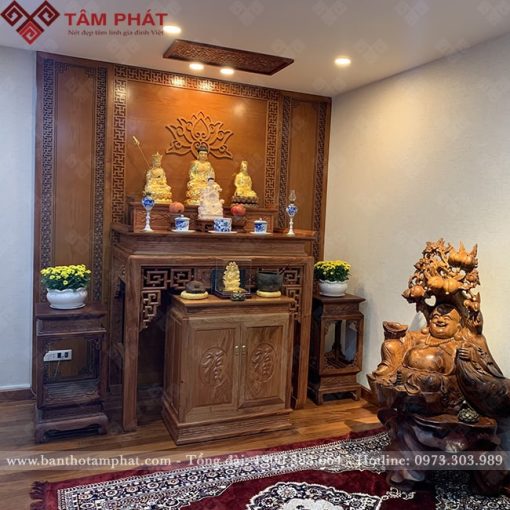 Bàn thờ làm bằng gỗ Hương Đá tuyệt đẹp với độ bền hàng trăm năm