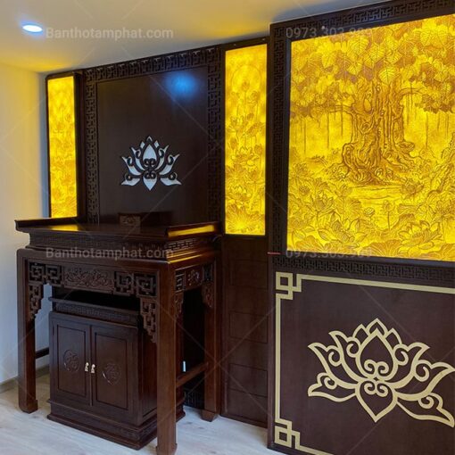 Phòng thờ sử dụng tranh trúc chỉ chất lượng cao