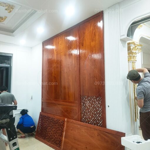 Thi công lắp đặt ốp 100% gỗ Hương