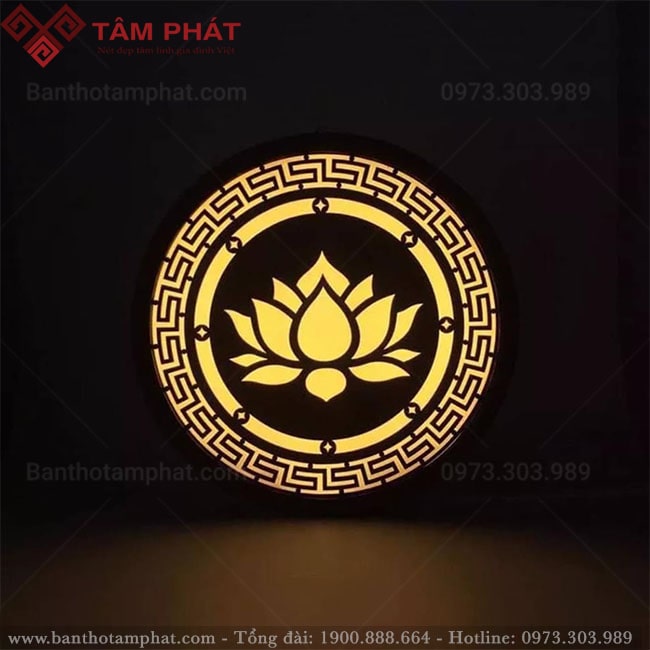 Tranh đèn gỗ hoa Sen trang trí bàn thờ Phật TC6619 Tâm Phát