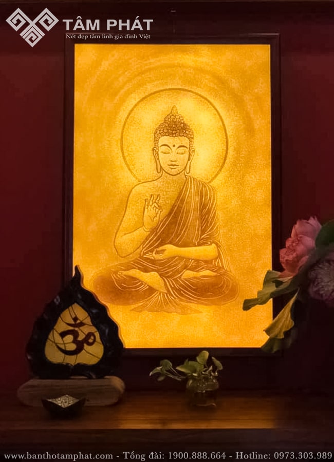 Tranh trúc chỉ họa tiết Đức Phật