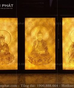 Tranh Tam Thế Phật được làm bằng trúc chỉ tuyệt đẹp