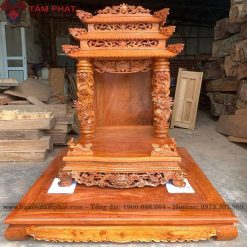 Bàn thờ thần tài mái chùa gỗ Hương đá cao cấp BTT-3338