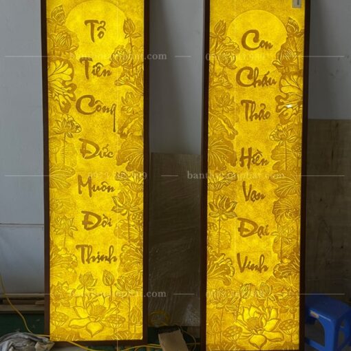 Tranh trúc chỉ câu đối ý nghĩa cho bàn thờ Gia Tiên mẫu TC-6698.