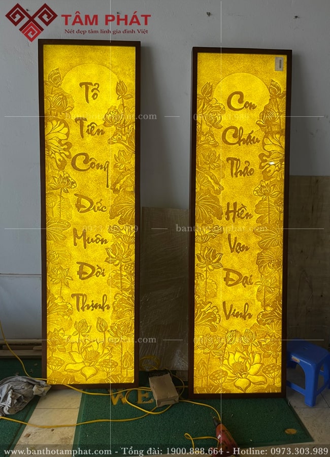 Tranh trúc chỉ câu đối ý nghĩa cho bàn thờ Gia Tiên mẫu TC-6698.