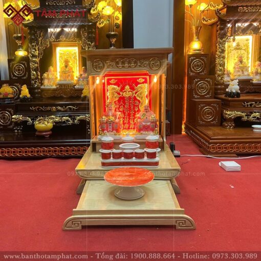 Thiết kế bàn thờ Thần Tài Ông Địa mái bằng hiện đại.