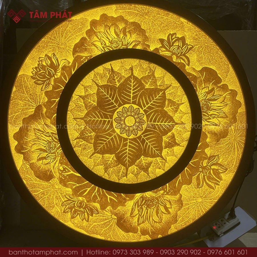 Kết cấu tầng 1 Mandala lá bồ đề, tầng 2 hoa sen đẹp.