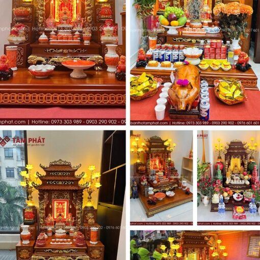 Combo bàn thờ Ông Địa Thần Tài gỗ Hương đẹp nhất