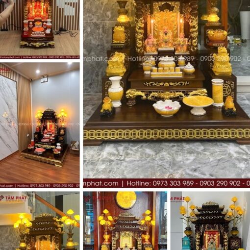 Bộ bàn thờ Ông Địa cao cấp màu nâu sang trọng