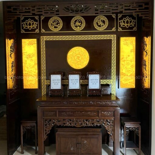 Thi công phòng thờ gia tiên đẹp mẫu BT-1599