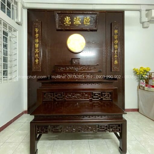 Phòng thờ Gia Tiên kèm bộ hoành phi câu đối đẹp mẫu BT-1627