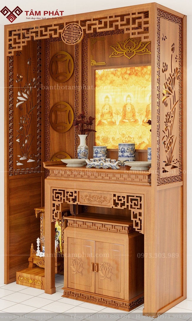 Phòng thờ Tâm Phát có nhiều phong cách và bố trí khác nhau