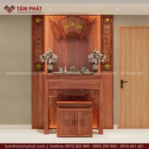 Bản vẽ 3D tổng quan phòng thờ BT-1676.