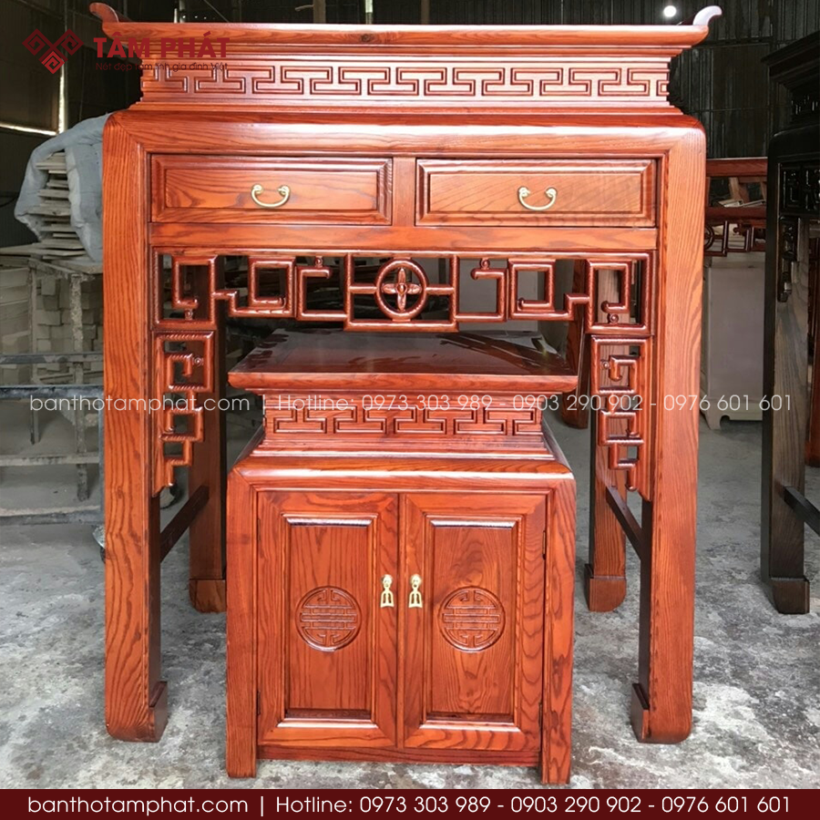 Mẫu Bàn Thờ Phật Tích Hợp Tủ Đựng Đồ Lễ
