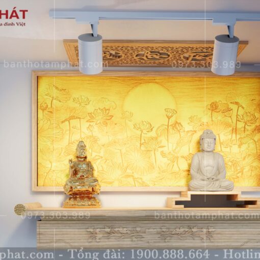 Bàn Thờ Phật Quan Âm Được Thiết Kế Đa Chất Liệu Gỗ