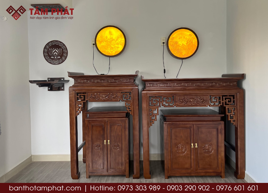 Đặt Thiết Kế Bàn Thờ Phật Chạm Khắc, Gỗ Theo Yêu Cầu
