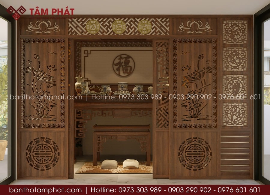 Phòng thờ cửa lùa sang trọng mẫu BT-1724