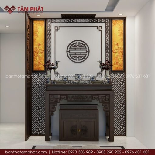 Phòng thờ Gia Tiên không sơn bóng đẹp mẫu BT-1702