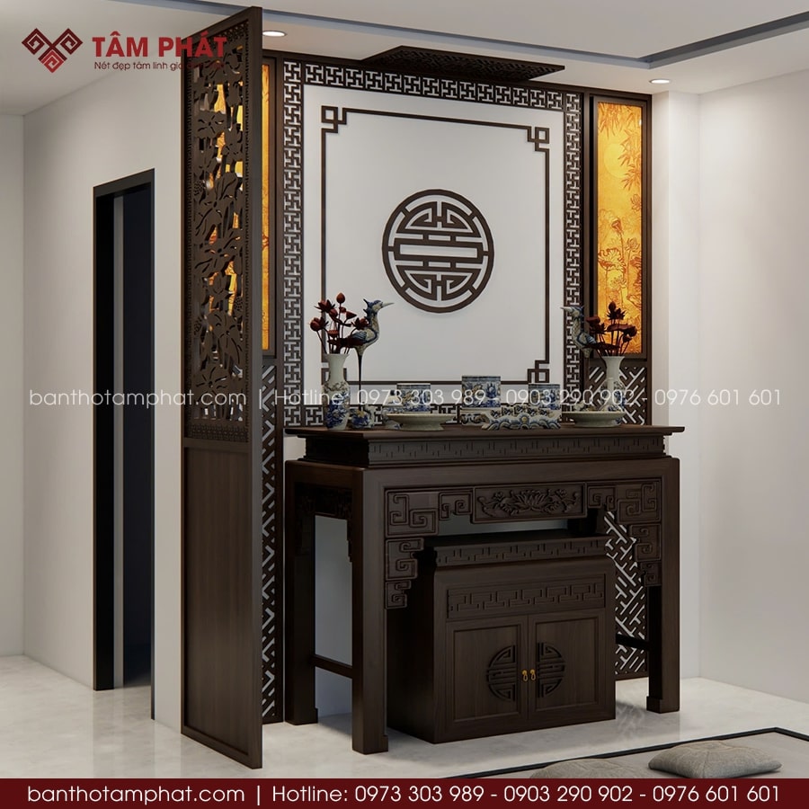 Phòng thờ BT-1702 bóng mờ, không phủ bóng sang trọng.