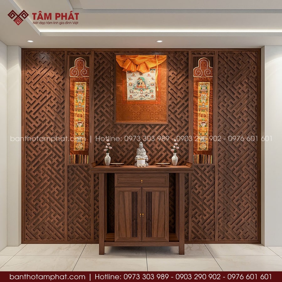 Phối cảnh 3D toàn bộ không gian thờ BT-1714.