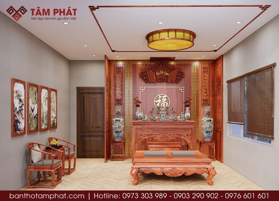 Phòng thờ biệt lập riêng biệt, rộng lớn.