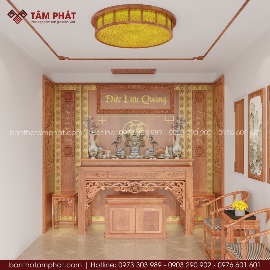 Phương án phối cảnh đa dạng, điều chỉnh theo mong muốn và không gian phòng thờ thực tế.