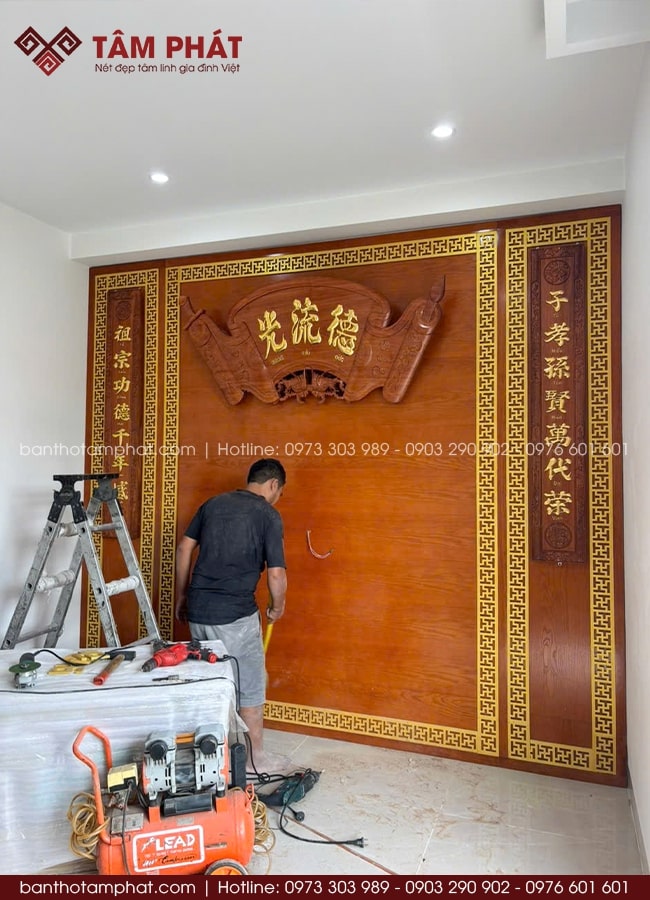 Bộ cuốn thư câu đối trang trọng, chuẩn văn hóa truyền thống người Việt.