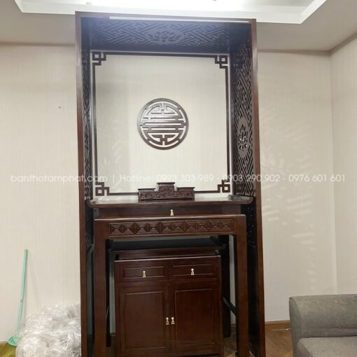 Trọn bộ phòng thờ được Tâm Phát thiết kế và thi công trọn gói.