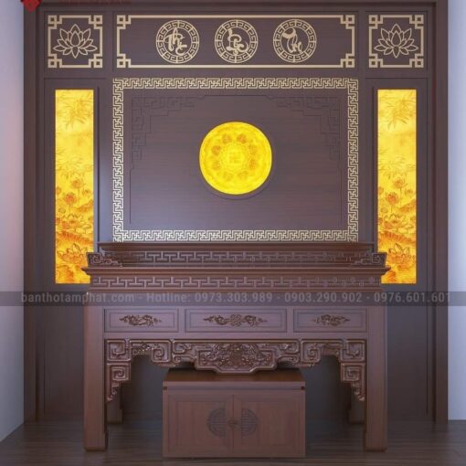 Phòng thờ trang trí tranh trúc chỉ đẹp mẫu BT-1736