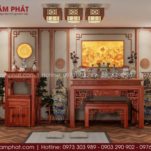 Hình dung đầy đủ toàn bộ không gian thờ nhờ phối cảnh 3D chi tiết.