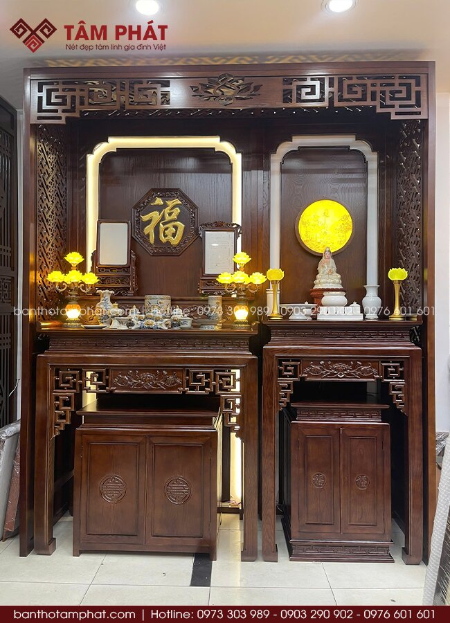 Hoàn thiện mẫu phòng thờ BT-1778 chuẩn phong thủy, đẹp từ mọi góc nhìn.