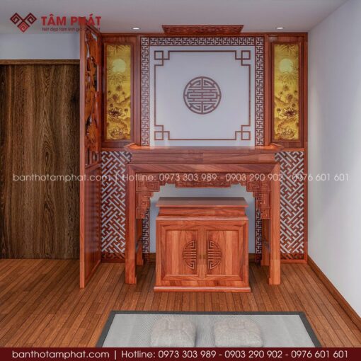 Tâm Phát nhận thiết kế các mẫu phòng thờ BT-1788 theo yêu cầu gia chủ, bám sát thực tế không gian thờ mỗi gia đình.