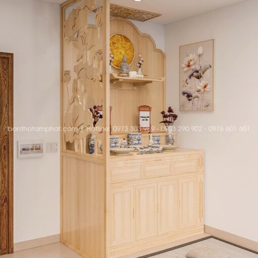 Sự kết hợp hài hòa giữa các sản phẩm thờ tự hiện đại, tạo nên không gian thờ BT-1781 vô cùng sang trọng, hợp phong cách nhà cửa.