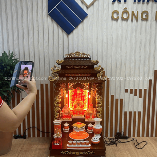 Bộ bàn thờ ông địa thần tài dát vàng cao cấp BTT-3336