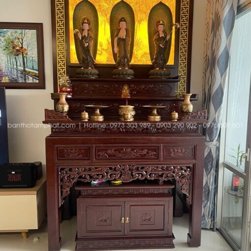 Bàn thờ Phật linh thiêng, thích hợp cho cả gia đình truyền thống và hiện đại.
