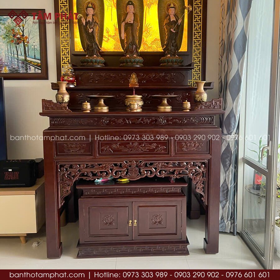 Tâm Phát nhận thiết kế thi công phòng thờ trọn gói, đảm bảo tiến độ, bảo hành rõ ràng.