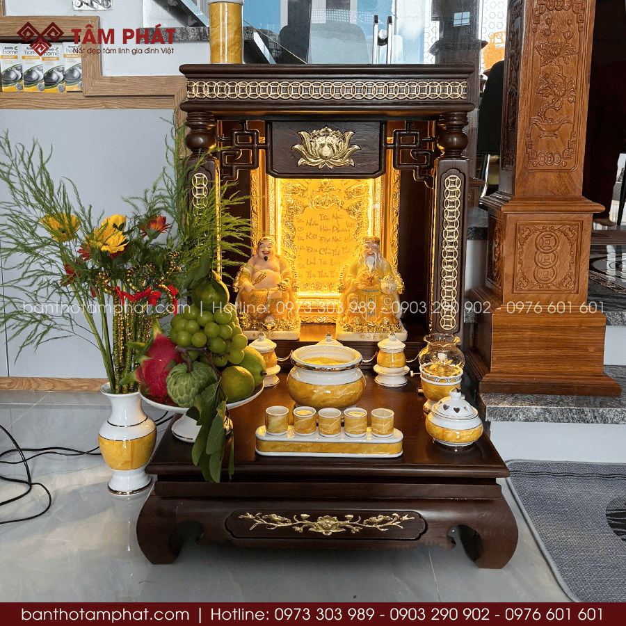 Bàn Thờ Thần Tài Thổ Địa Đẹp Mẫu Mái Bằng