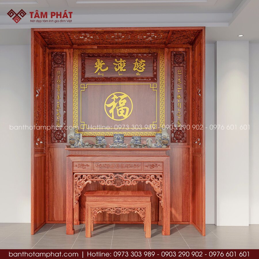 Phòng thờ full gỗ hương tự nhiên cao cấp mẫu BT-1794