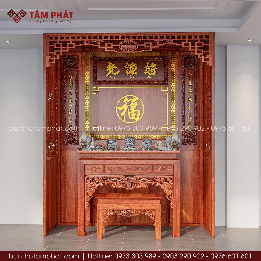 Không gian thờ gọn gàng, phù hợp với đặc thù căn hộ hiện đại, nhà phố, chung cư.