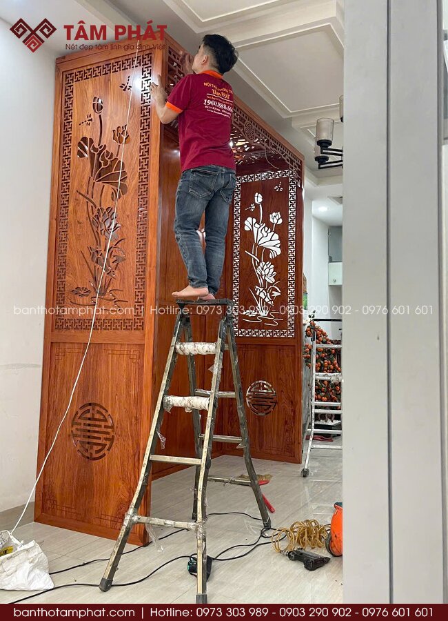 Phòng thờ BT-1794 mang lại góc thờ riêng tư mà không ảnh hưởng đến tổng thể ngôi nhà.