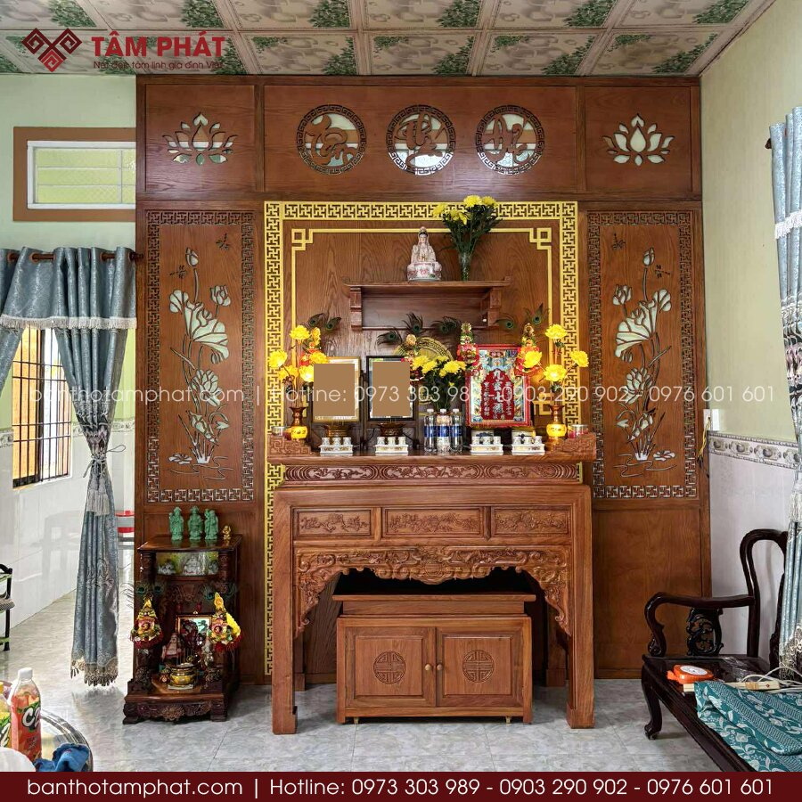 Phòng thờ miền Nam đẹp, thiết kế hiện đại, bài trí chuẩn phong thủy - phù hợp với mọi không gian phòng khách, phòng thờ riêng.