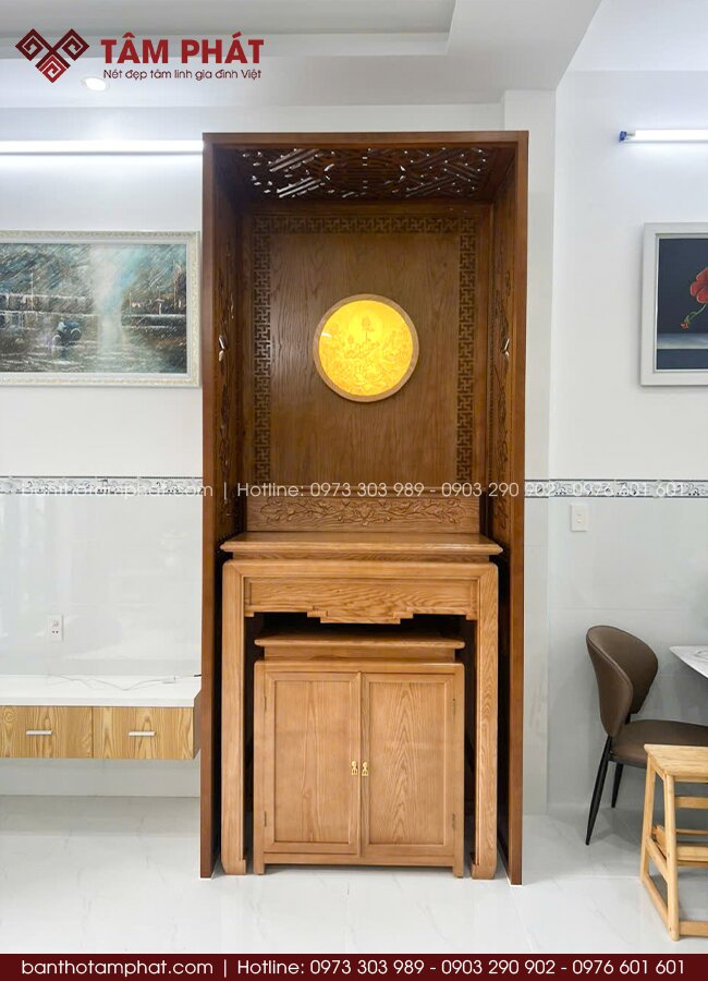 Phòng thờ dễ dàng tích hợp vào phòng khách hoặc không gian riêng.