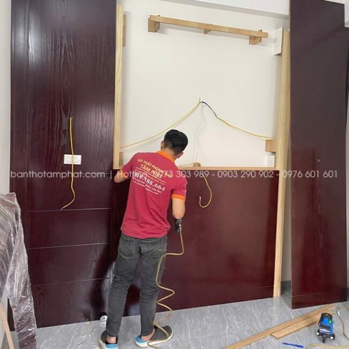 Thi công phòng thờ biệt thự đẹp mẫu BT-1821