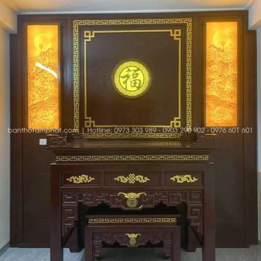 Mẫu BT-1821 được thiết kế riêng theo không gian biệt thự, đảm bảo sự trang nghiêm, hài hòa và thuận tiện cho nhu cầu thờ Gia Tiên.