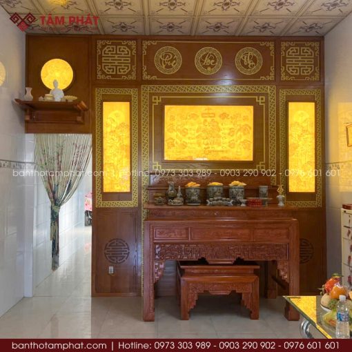 Nội thất phòng thờ tinh tế giúp hoàn thiện không gian sống.