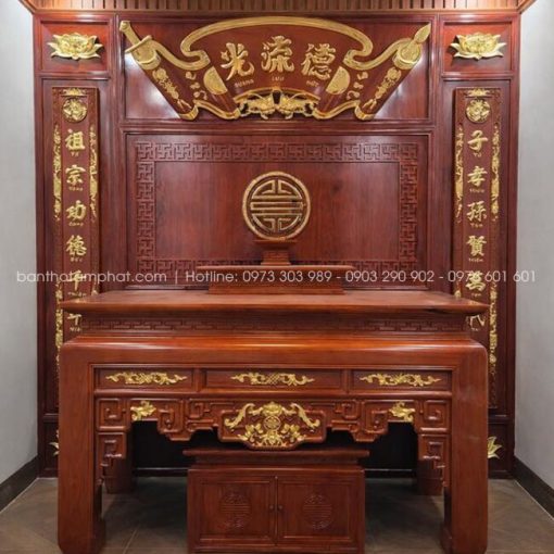 Phòng thờ Gia Tiên kết hợp Cuốn Thư Câu Đối mẫu BT-1808