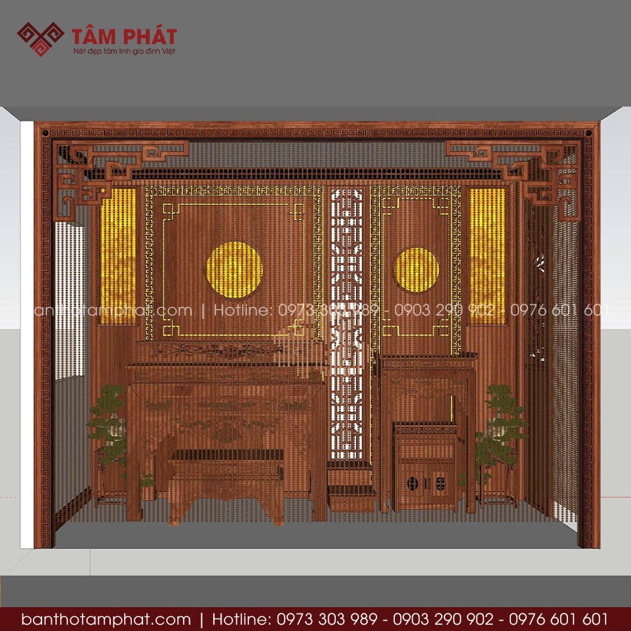 Bản vẽ 2D phương án thờ tại sảnh tầng BT-1818
