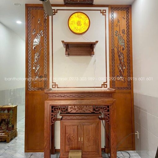 Thi công phòng thờ tầng 1 mẫu BT-1820 chú trọng chất lượng hoàn thiện, bố cục hợp lý và tính thẩm mỹ, phù hợp với nhiều kiểu nhà phố hiện đại.